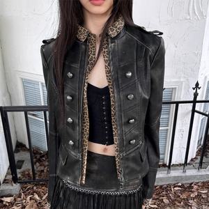 Chaqueta de Cuero para Hombre, Estilo Casual, Vintage, Unisex, Estilo Punk, con Estampado de Leopardo, Dos Tonos, Venta al Por Mayor - Product Image 6