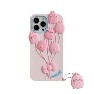 High Quality Hot Selling Ins Style Cute Rabbit Balloon Pendant Suitable For iPhone 15 iPhone 15 Pro Max phone case