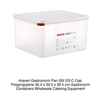 Bac alimentaire en polypropylène GN 2/3 35,4 × 32,5 × 20 h cm, avec couvercle, -40/+95 ° C Araven