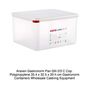 Bac alimentaire en polypropylène GN 2/3 35,4 × 32,5 × 20 h cm, avec couvercle, -40/+95 ° C Araven - Product Image 2