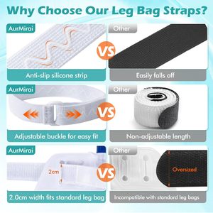 White Anti-Slip <strong>Catheter</strong> Leg Bag Strap 40cm <strong>Silicone</strong> Elasticity Grip Adjustable Hook-and-Loop Thigh Placement Extended Fit - Product Image 4