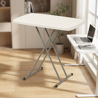 Table pliante blanche moderne, réglable sur 3 niveaux, légère, design en plastique durable, pour utilisation en extérieur