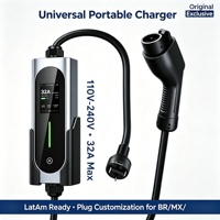 Chargeur EV portable robuste 32A 110V 240V pour l'Amérique latine, homologué IK10, contrôle continu 24h/24 et 7j/7 via l'application Tuya, Type 2 GBT