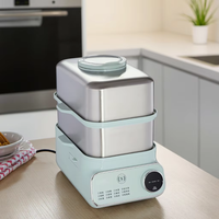 Cuiseur vapeur électrique 2100W pour la cuisson des légumes, 2 niveaux, plateaux en acier inoxydable, cuisson simultanée rapide, usage domestique, 10L