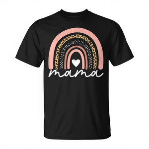 Camiseta Boho Rainbow Mama con estampado de leopardo y corazón para el día de la madre, linda camiseta para mamá - Product Image 2