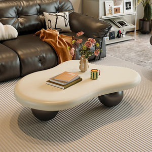 Table <span class=keywords><strong>basse</strong></span> en bois écologique, style nordique minimaliste, luxueuse, mini, unique, élégante, couleur crème, pour salon. - Product Image 4