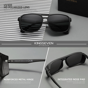 Gafas de Sol <span class=keywords><strong>KINGSEVEN</strong></span>, Montura Completa de TPE, Polarizadas UV400, Diseño Cuadrado Plateado, Modernas, Unisex, para Deportes al Aire Libre - Product Image 2