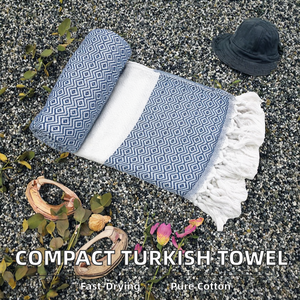 Toalla de playa turca de algodón con tejido de diamante, personalizada, 39x71 pulgadas, de secado rápido, Peshtemal, para resort y hotel, OEM ODM, toalla de playa de algodón. - Product Image 3