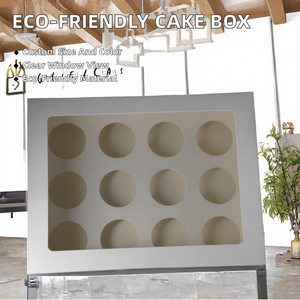 Ivory Paperboard <b>Cupcake</b> <b>Box</b> with Window Rigid Bakery Packaging 12 Cavities Rectangle Shape Food Grade Recyclable - Product Image 2