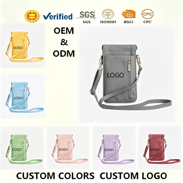 Unisex Waterproof Durable Cell Phone Crossbody Purse Wallet Organizer ID Window Multiple Card Slots Zipper Detachable Neck