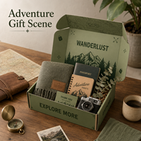 Boîte d'emballage cadeau en carton vert olive écologique de qualité supérieure, à double paroi, pour abonnement et envoi, idéale pour les voyages et les aventures.