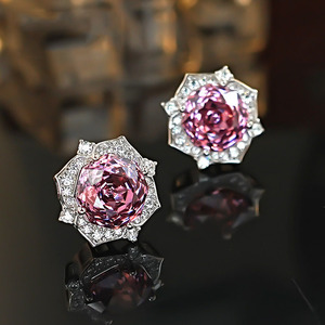 Neue, heiß begehrte S925 Silber Rose Purple <span class=keywords><strong>Millennium</strong></span> Damen-Ohrringe, leichter Luxus, exquisiter, hochwertiger Hochzeitsschmuck - Product Image 3