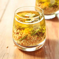 Thé vert Genmaicha aux herbes naturelles de marque privée, feuilles de thé vert au riz brun torréfié, arôme doux de noix, goût doux et onctueux, faible teneur en caféine