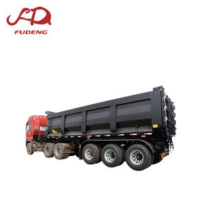 Semi-<span class=keywords><strong>remorque</strong></span> à benne basculante hydraulique à pointe arrière en acier robuste personnalisée, capacité <span class=keywords><strong>de</strong></span> 100 tonnes pour le transport <span class=keywords><strong>de</strong></span> marchandises <span class=keywords><strong>de</strong></span> construction - Product Image 1