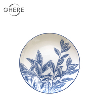 Assiettes de présentation rondes en porcelaine fine, motif floral bleu, style campagnard, 4 pièces, certifiées CE, écologiques, pour location de vaisselle de mariage