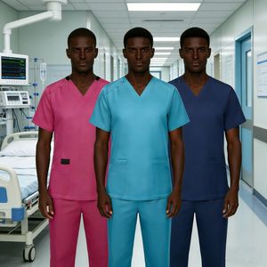 HZMNOI Men Scrub Top V-Neck Short Sleeve Moisture Wicking Hospital Uniform For Medical Professionals - Product Image 3