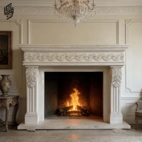 Cheminée classique de style français en marbre naturel sculpté à la main, personnalisée, pour la décoration intérieure de villa