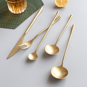 Ensemble <span class=keywords><strong>de</strong></span> couverts <span class=keywords><strong>de</strong></span> luxe en acier inoxydable 304 doré mat, couteau, fourchette à fruits, cuillère, vaisselle <span class=keywords><strong>de</strong></span> table, ustensiles <span class=keywords><strong>de</strong></span> cuisine - Product Image 2