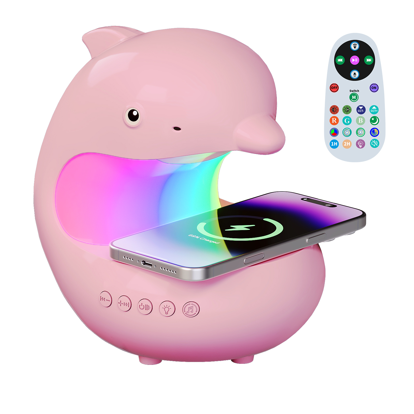 New Modern Remote Control Multifunctional Nightstand Lamp 15W Fast Wireless Charger Blue-tooth Speaker RGB LED Table Lamp