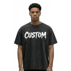 <span class=keywords><strong>T</strong></span>-<span class=keywords><strong>shirt</strong></span> in Cotone Lavato all'Acido Personalizzata 260Gsm Oversize Heavy Metal <span class=keywords><strong>Vintage</strong></span> Effetto Invecchiato per Uomo - Product Image 2