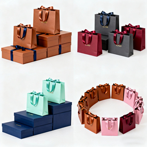 Borsa della spesa di carta artistica di lusso con Logo personalizzato con manici a nastro per Boutique, abbigliamento e confezione regalo - Product Image 6