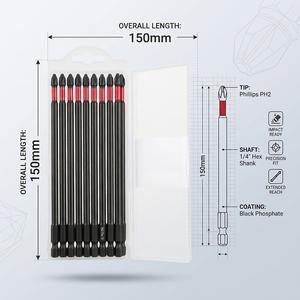 หัวไขควงฟิลลิปส์ PH2 เหล็ก S2 ขนาด 150 มม. เคลือบสารกันสนิม พร้อมหัวจับหกเหลี่ยมขนาด 1/4 นิ้ว - Product Image 1