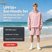 Survêtement à capuche pour homme UPF50+ anti-UV, séchage rapide, veste et short pour activités de plein air, randonnée, plage, camping, OEM ODM personnalisé