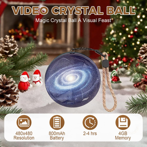 Lampe sphérique à souvenirs <span class=keywords><strong>de</strong></span> Noël, boule <span class=keywords><strong>de</strong></span> cristal 3D, lecteur vidéo avec prise en charge MP4, matériau en verre, cadeau vidéo et <span class=keywords><strong>photo</strong></span> pour un anniversaire - Product Image 2