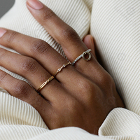 Bague en argent Gemnel Best Sellers 2026, marque privée, haute qualité, anneaux entrelacés, micro-pavé CZ, délicate, géométrique, en argent 925