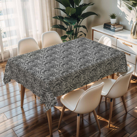 Fournisseur de nappes tissées à motifs floraux RNPT pour hôtels, logo personnalisé, vente en gros, PVC noir moderne, imperméable