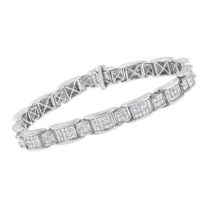 14K oro bianco 5.0 Ctt diamante taglio principessa 7 bracciale Tennis - Product Image 5