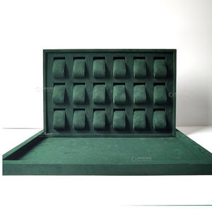 Haut de gamme MDF bois montre stockage vitrine velours coussin daim bijoux plateau pour montre affichage - Product Image 4