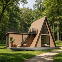 Villa de luxe personnalisable en panneaux sandwich en acier léger, avec toit triangulaire et façade en verre, maison préfabriquée pour habitation