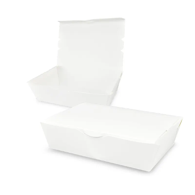 Food Grade White Lunch Box Large Size Packaging with Biodegradable Paper Ensuring Food Safety and Environmental