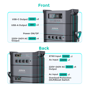 เครื่องกำเนิดไฟฟ้าพลังงานแสงอาทิตย์แบบพกพา 3Kw 2Kw 3000W ระบบ Smart BMS แบตเตอรี่ลิเธียมสำรองไฟฟ้า รุ่น H1003 3Kw 2Kw 3000W แบบพกพา H1003 - Product Image 6
