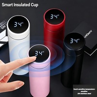 Bouteille d'eau isotherme de voyage en acier inoxydable à isolation sous vide, avec affichage de la température tactile intelligent, alimentée par batterie, isolation thermique de 6 heures