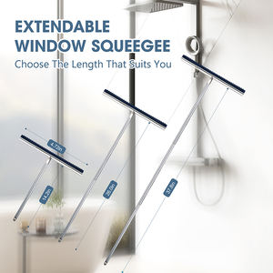 Extendable Brushing Car <strong>Glass</strong> Cleaner Window <strong>Cleaning</strong> <strong>Kit</strong> Wiper Tool Silicone Squeegee with Aluminum Handle - Product Image 3