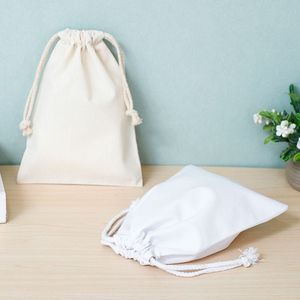 Mini Small Muslin Cotton Canvas Perfume Soap Jewelry Pouch Package Drawstring Bag