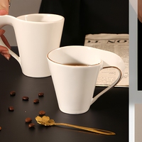 Mug en céramique blanche en porcelaine avec logo personnalisé, forme irrégulière, avec poignée, pour cadeau de bureau, souvenir