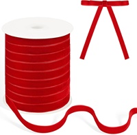 Bobine de ruban de velours de Noël 3/8 pouces rouge 100% Nylon rubans écologiques pour emballage cadeau arbre de noël bricolage artisanat arc
