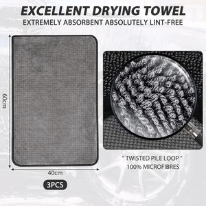 Serviettes de lavage auto en microfibre double face super absorbantes en polaire corail pour le detailing automobile 80% polyester 20% polyamide - Product Image 2