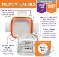 Contenants de préparation de repas bariatriques en verre avec logo personnalisé - Écologiques, compatibles lave-vaisselle et micro-ondes, réutilisables, durables, contrôle des portions