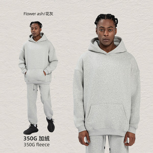 Tuta Sportiva con <span class=keywords><strong>Felpa</strong></span> <span class=keywords><strong>Oversize</strong></span> e Pantaloni in 100% Cotone, Stampa Personalizzata, Completo da <span class=keywords><strong>Uomo</strong></span> - Product Image 4