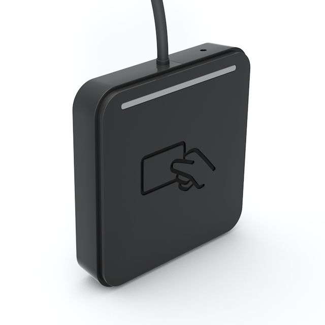 HF Desktop IC Card Reader/Writer 13.56MHz/125kHz 3-5cm Reading Distance ABS Material ISO 18000-6C Standard USB Interface Cards