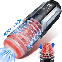 Roter 3D-Texturierter Automatischer Stoß- und Rotations-Masturbator für Männer mit Penispumpe, Saugfunktion und Blowjob-Effekt – Sexspielzeug