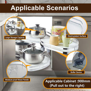 Alandwares, estante de almacenamiento de vajilla ovalada de hierro multiusos moderno, bandeja oscilante <span class=keywords><strong>cromada</strong></span>, organizador, estante de <span class=keywords><strong>cocina</strong></span> giratorio, fácil de limpiar - Product Image 2