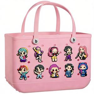 Offre Spéciale Breloques Personnalisées Créatives en PVC 2D Kpop Demon Hunters pour Chaussures Croc, Accessoires de Décoration Anime pour Filles, Vente en Gros - Product Image 1