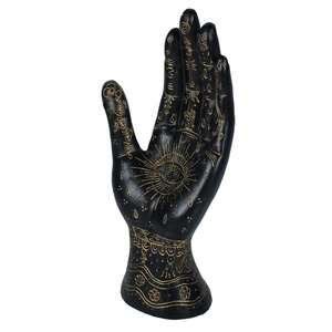Sculpture artisanale en résine noire, 7 cm, avec lignes et symboles - Product Image 3