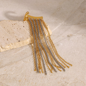 <b>Clip</b>-on Earrings Gold <b>Silver</b> Chain Tassel Geometric Design Party Fashion Jewelry - Product Image 3