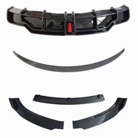 Kit carrosserie noir brillant et motif carbone ABS, comprenant lèvre avant, diffuseur arrière, spoiler et aileron latéral, compatible Tesla Model 3 2017-2022